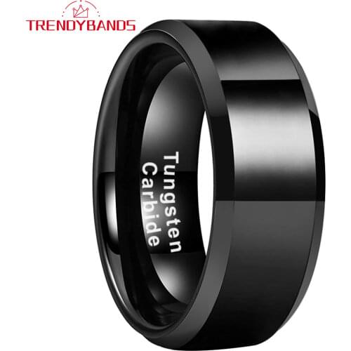 8MM 6MM Tungsten Carbide Engagement Rings For Women Men Black Wedding Band High Polished Shiny Comfort Fit