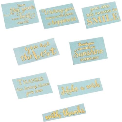 8Pcs Gold Foil Metallic Letters Stickers Copper Motive Power Letters Resin Projects Decor Best Wishes Jewlery Making