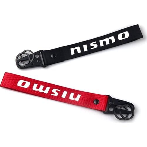 Car Nylon Ribbon Metal Key Chain Keychain Nismo Logo Key Ring For Nissan Almera Juke Qashqai Tiida X Trail Note Teana 350Z 370Z
