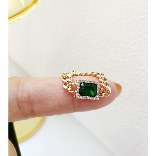 Bilandi Modern Jewelry High Quality Green Glass Rings Delicate Design Shiny Crystal Elegant Women Finger Ring For Party Gifts