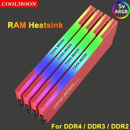 Coolmoon DDR4 DDR3 DDR2 RGB RAM Heatsink 5V 3Pin AURA SYNC PC Chassis Memory Cooling Heat Dissipation Multi-socket Series Cooler