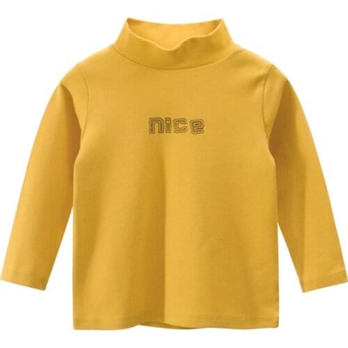 Children Turtleneck Long-Sleeved T-Shirt 2021 Spring Autumn Girls Boys Letter Print Clothes