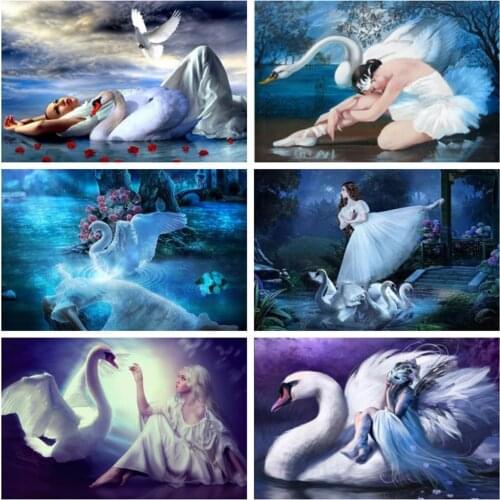 EverShine Diamond Mosaic Full Square Drill Swan Cross Stitch Diamond Painting Animal Rhinestones Art Woman Bead Embroidery