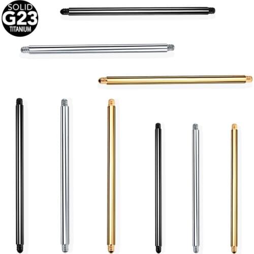 10Pcs/lot G23 Titanium Gold Straight Barbell Ring Bar Piercing Replacement Accessories 6mm-40mm Post Only No Ends Earring Studs