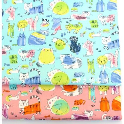 Cats 100% Cotton Fabric for DIY Handmade Sewing Craft Pillow Clothes Toy Doll Material Quilting Patchwork Tissus Tecidos