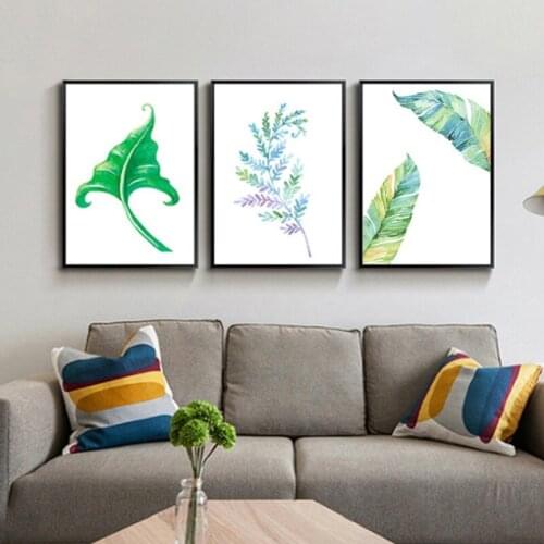 Nordic Small Fresh Green Plants And Flowers Decoration Painting Artistic Poster Home Bedroom Wall Hotel Office Wall Picture