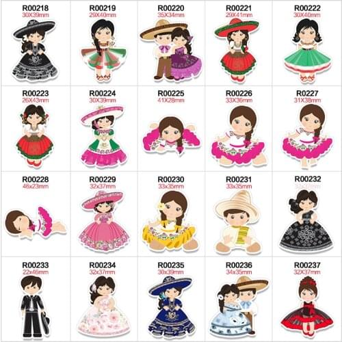 Mexican Girl Character Printed Flat Back Resin Cabochon 30Pcs Party Decorations Crafts Accessories DIY Handmade Materials