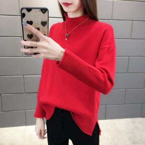 2021 Autumn and winter new all-around high neck sweater womens bottoming sweater twist cover thickened slim knit trend
