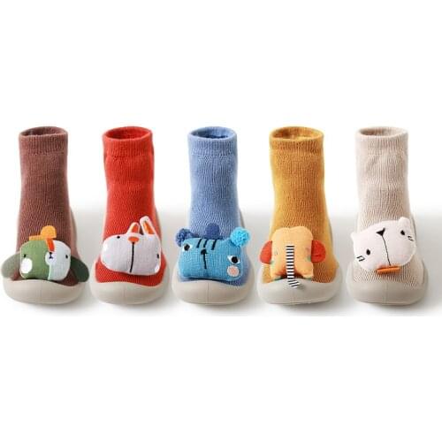 Baby Boys Girls Birth Flat Crib Little Shoes For New Born Toddlers Kids Booties Educational Walkers Anti-slip Rubber Sole Socks