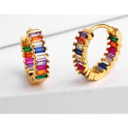 Semicircle Flowers Hoop Earrings Good-quality Earrings with Colorful Cubic Zirconia Fashion Ear Jewelry Gift for Women Girl
