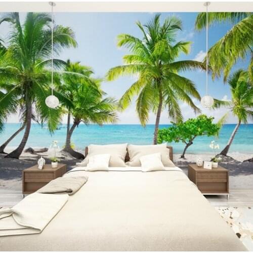 Custom Size 3D Photo Mural maldive islands Removable Wall Papers Self-adhesive Vinyl Wall Sticker Art Post Home Decor