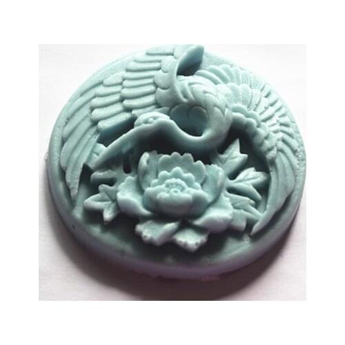 Crane & Peony flower Craft Art Silicone Soap mold Craft Molds DIY Handmade soap molds