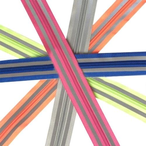 3# 20 yards Reflective Zipper Plastic Nylon for Sewing zip Trousers Garment Sewing Handcraft DIY Accessories