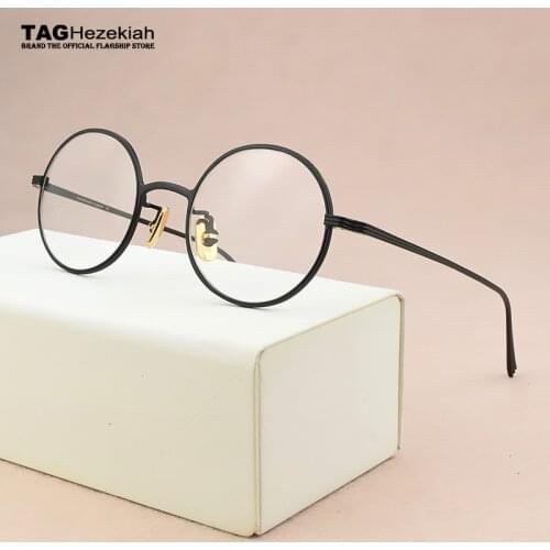 Titanium fashion brand eyeglasses Womens round glasses frame men optical glasses frame women Retro spectacle frames Mens nerd