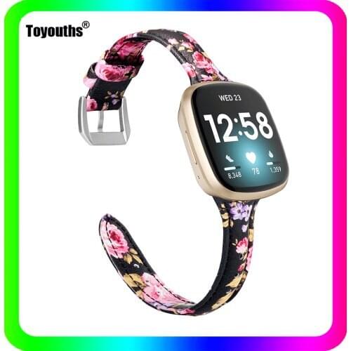 Toyouths Leather Strap for Fitbit Versa3 Genuine Watch Band Women Bracelet Belt Replacement Accessory Wristband for Fitbit Sense