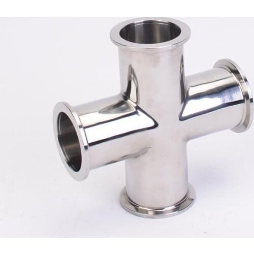 Pipe OD 19mm-102mm Stainless Steel SS304 4 Way Cross Sanitary Fitting Tri Clamp Feerule OD 50.5-119mm Home brew