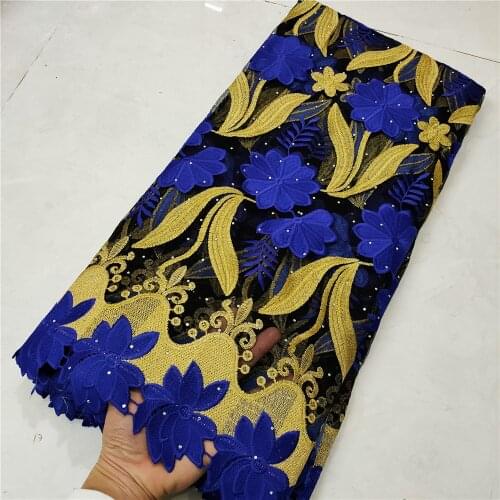 High Quality Embroidery Lace Fabric With Stones French Tulle Lace 5 Yards African Net Lace Fabric For African Guipure Dress