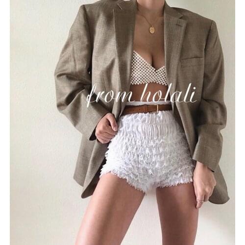 High Street Deep V Neck Pearl Vest Women Fashion Crop Top Ladies White Sleeveless Sexy Club Tank Top Blusas Y2K Fashion XC330