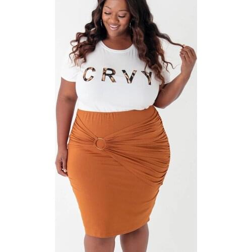 Plus Size Women Clothing Two Piece Set Skirts 5xl Fashion Round Collar Letters Irregular Tops Skirt Suits Wholesale Dropshipping