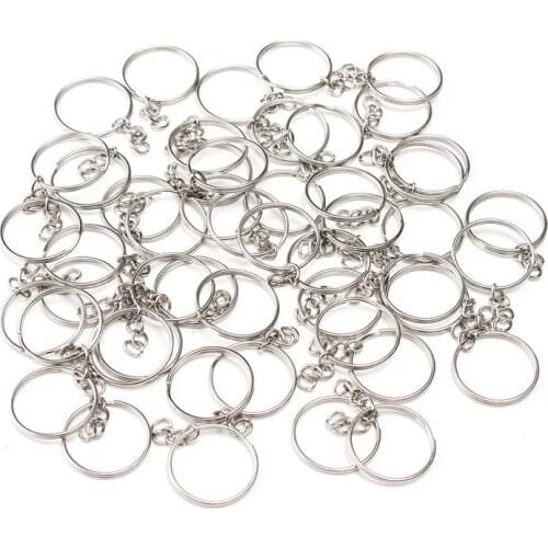 50pcs/set 23mm Stainless Alloy Circle Key Chain Keychain Key Rings Keyring For DIY Making Jewelry Accessories