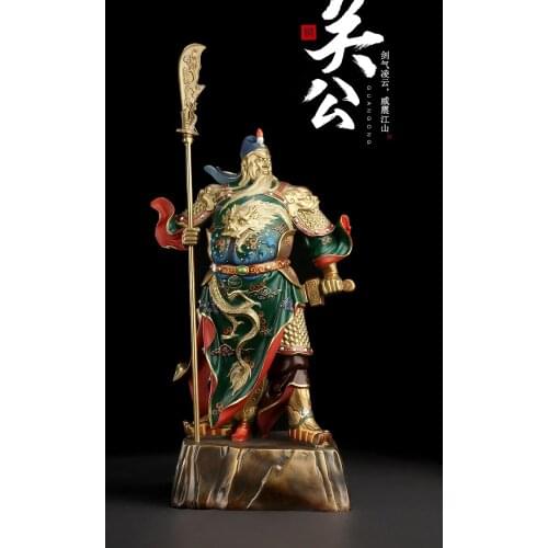 53CM 21" large # Company home Porch lobby efficacious Protection-Money Drawing fortune God GUAN GONG Guan di copper statue
