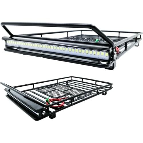 Large Size Metal Luggage Carrier Roof Rack With LED Light 4.8-6.0V For 1/10 RC Crawler Car Axial SCX10 90046 Traxxas TRX4