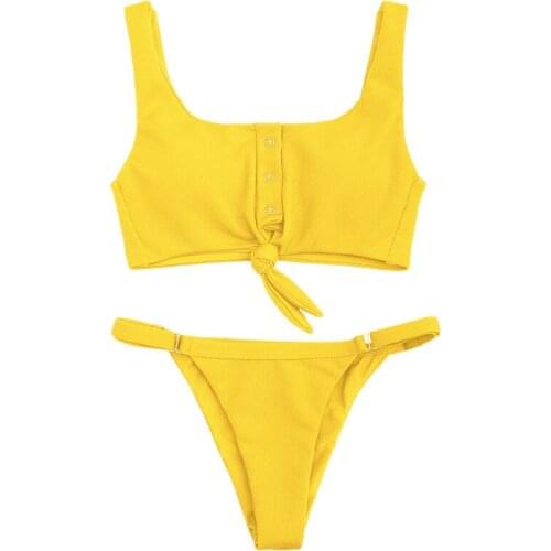 Free Shipping Cross-Border Hot Selling Solid Color Backless Womens Swimsuit Sexy Two-Piece Bikini European And American-Style