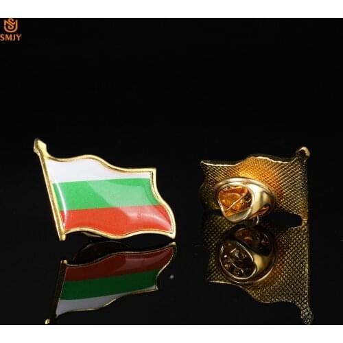 Bulgarian Patriotic National Flag Brooch Euro Gold Plated Metal Lapel Safety Buckle Pin Badge Tie/Suit Accessories Collection
