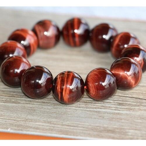 14-20MM Bead Natural Red Tiger Eye Stone Bracelet Beads Crystal Bracelet for Men Women Lucky Bracelet Jewelry