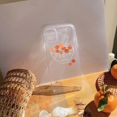Telephone Case For Iphone 11 Pro Max 12 Mini 6S 7 8 Plus 2020 SE Transparent Cartoon Apple Mobile Phone Lens Protection Orange