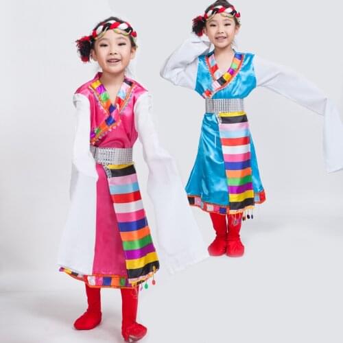 Child Hmong Chinese National Traditions Clothes Tujia Hmong Water Sleeve Dress Clothing Girls Dance Stage Performance Costumes