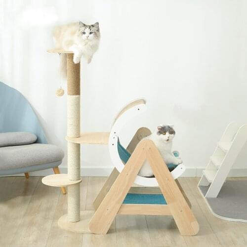 Cat Climbing Board Solid Wood Anti Cat Scratch Board Claw Grinder Corrugated Woodboard Nest Vertical Cat house Climbing Frame