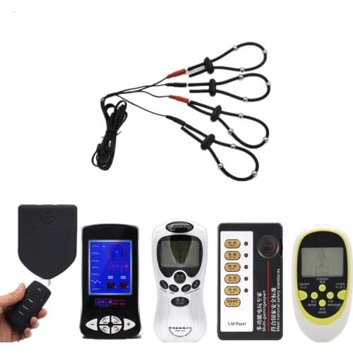 Electro Shock Penis Rings Adult Sex Toys Electronic Pulse Massager Electric Stimulation Steel Ball Penis Ring Massage For Male