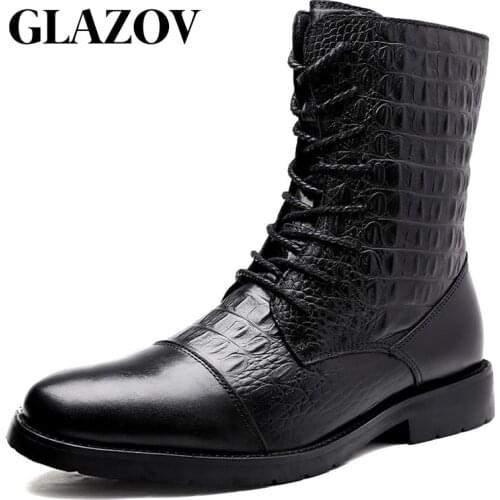 GLAZOV Brand 2019 Winter Snow Men Boots Rain Shoes Waterproof With Fur Plush Warm Male Casual Mid-Calf Work Fishing Boot 35-47