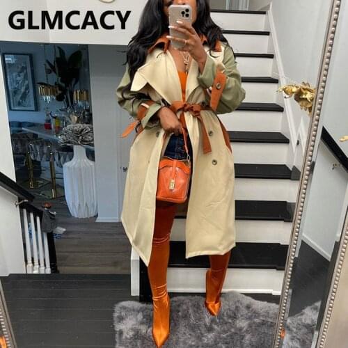 GLMCACY Women's Double Breasted Trench Coats