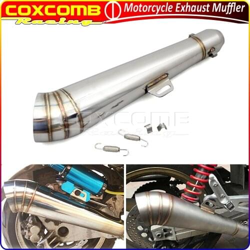 For Harley Honda Yamaha Kawasaki Cafe Racer 125cc-1000cc Motorcycle 38-51mm Silencer Pipe with DB Killer Chrome Exhaust Muffler