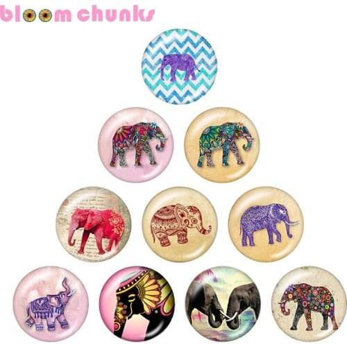 Elephant 12mm/18mm/20mm/25mm Round glass cabochon flat back Making snap button jewelry S3097