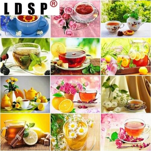 LDSP Home Decoration 5D DIY Diamond Painting Scenery Diamond Embroidery Flower Tea Full Square Round Rhinestone Pictures