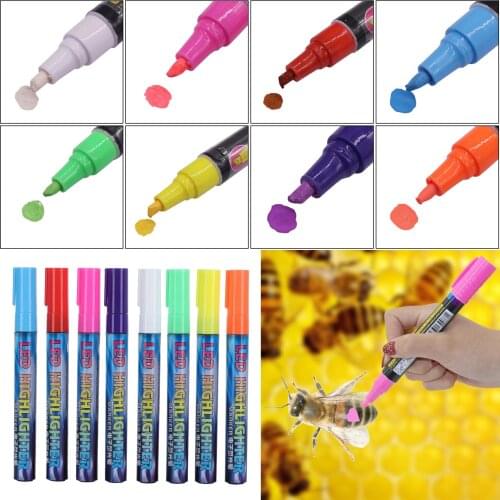 Queen King Bee Marker Pen 8 Colors Optional Queen Bee Marking Pen Bevel Beekeeping Tools