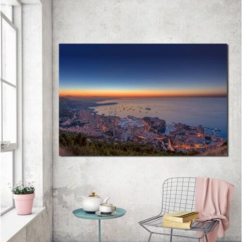 Monaco Cityscape Sunset Clouds Sea Canvas Painting Print Bedroom Home Decor Modern Wall Art Oil Painting Poster Pictures Artwork