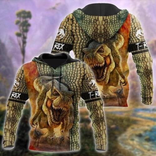Beautiful Dinosaur T-rex Skin 3D Printed Men Hoodie Autumn and winter Unisex Sweatshirt Zip Pullover Casual Streetwear KJ438