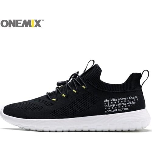 Onemix Mens Running Shoes Outdoors For Sports Shoes Black Mesh Breathable Man Lace up Walking Fitness Athletic jogging Sneakers