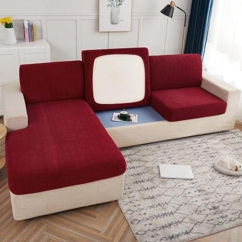 Soft Plush Cover Sofa Seats Cushion Cover Chair Cover Pets Kids Furniture Protector for Living Room Plaid Red Color Funda Sofa