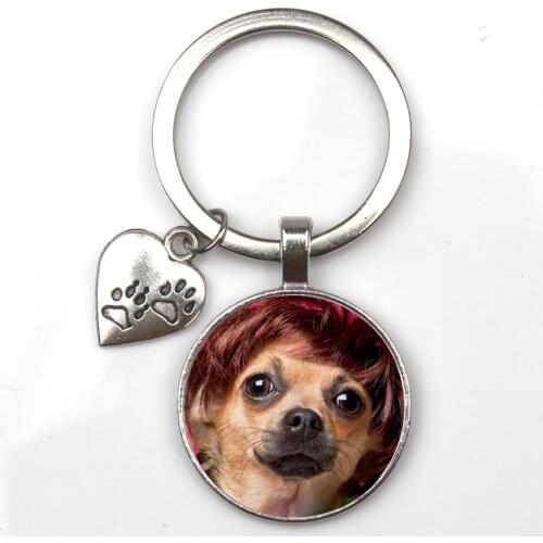Personalize Cute Animal Keychain Dog I Love Glass Pendant Mini Heart Custom Pet Picture Keyring Man Girl Favorite Gift Souvenir
