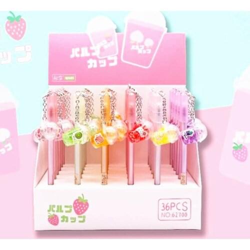 1-2pcs Cute Fruit Drinks Design Gel Pen Kawaii 0.5mm Neutral Pen Office Writing Tools Needle Pens Japanese Stationery Kids Gift