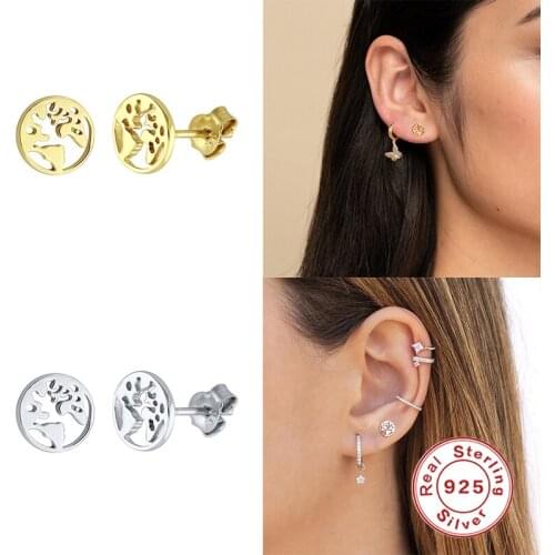 GS 925 Sterling Silver Traveller World Map Stud Earrings Punk Small Hollow Globe Map Piercing Earring For Women Girls Brincos