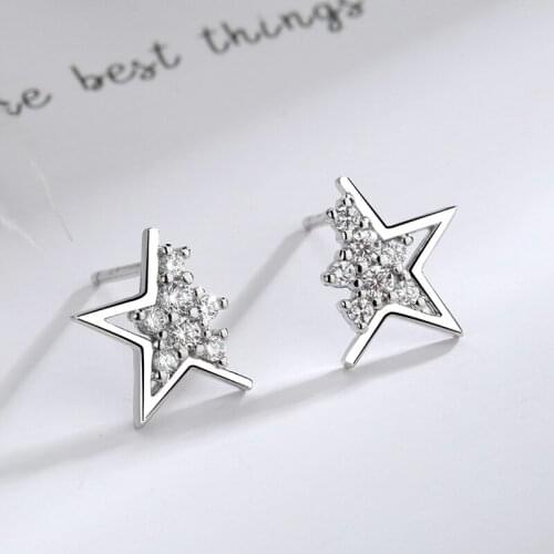 A Girl' Trendy Korean Earrings for Girlfriend Student Party Birthday Jewelry Gifts CZ Zircon Star Small Stud Earring Bijoux
