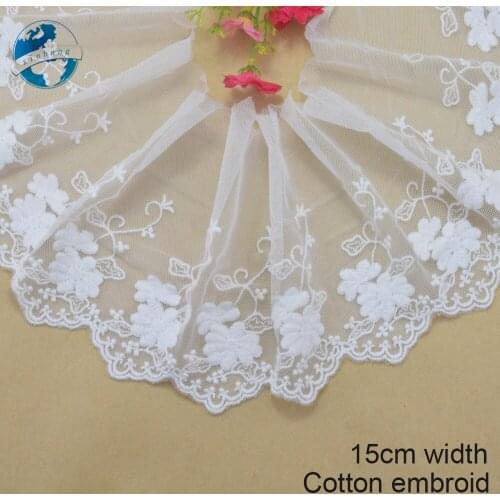 15cm big width cotton Embroid sewing ribbon guipure lace trim or fabric warp knitting DIY Garment Accessories free shipping#3000