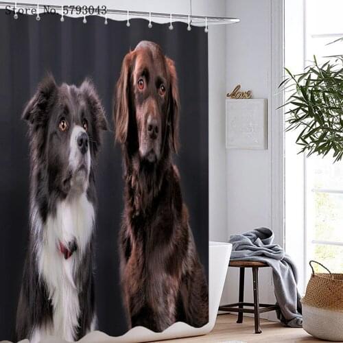 Pet Dogs Shower Curtain Home Luxury Washable Bathroom Curtain Decoration 3D Print Cartoon Animals Waterproof Shower Curtain