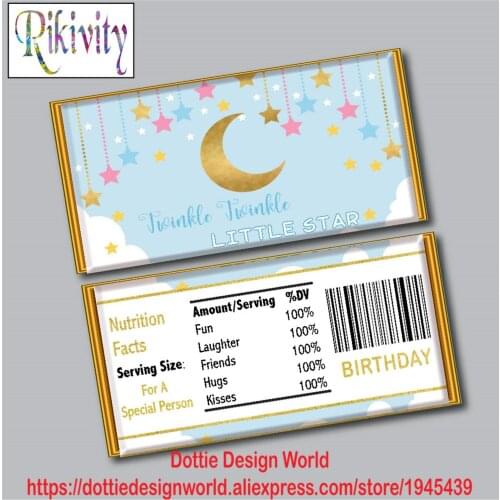 Blue Twinkle Little Star Candy Bar Hershey Chocolate Wrapper Sticker Mini Candy Wine Water Bottle Labels Party Favors Decoration